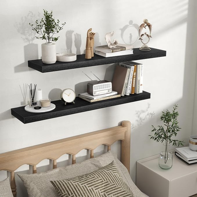 Fun Memories Floating Shelves for Wall, Rustic Wood Wall Mounted Shelves for - Image 5