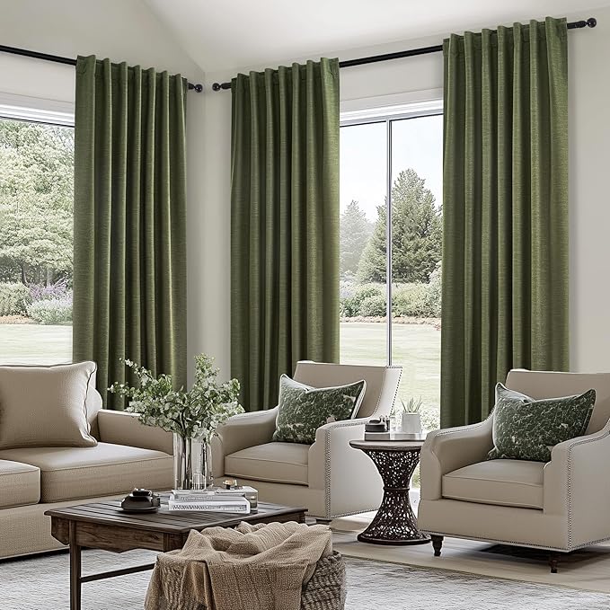 Topfinel 94 Inches Long Flax Custom Blackout Linen Curtains, Viral Pinch - Image 4