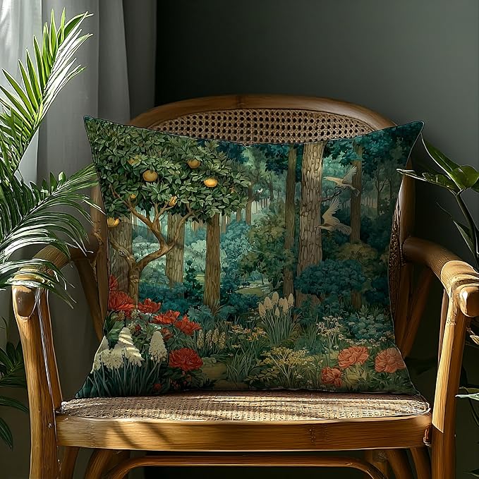 Rustic Forest Green Pillow Covers 18x18 Double-Sided, Cottagecore Summer Lemon - Image 4