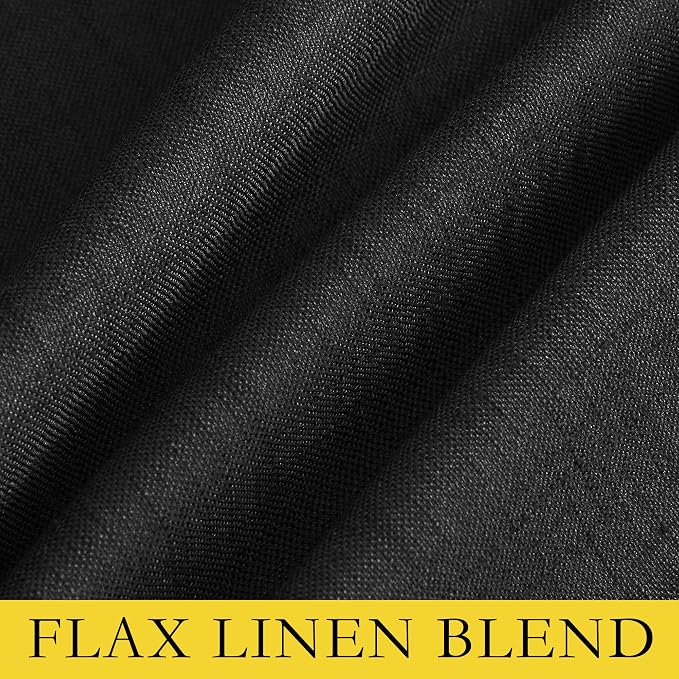 NICETOWN Black Truly Blackout Linen Blend Flax Drapes - Image 7