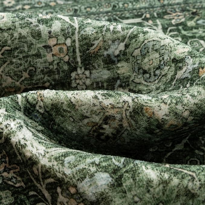 PureCozy Green Area Rug 3x5 Washable Office Entryway Carpet Soft Vintage Indoor - Image 8