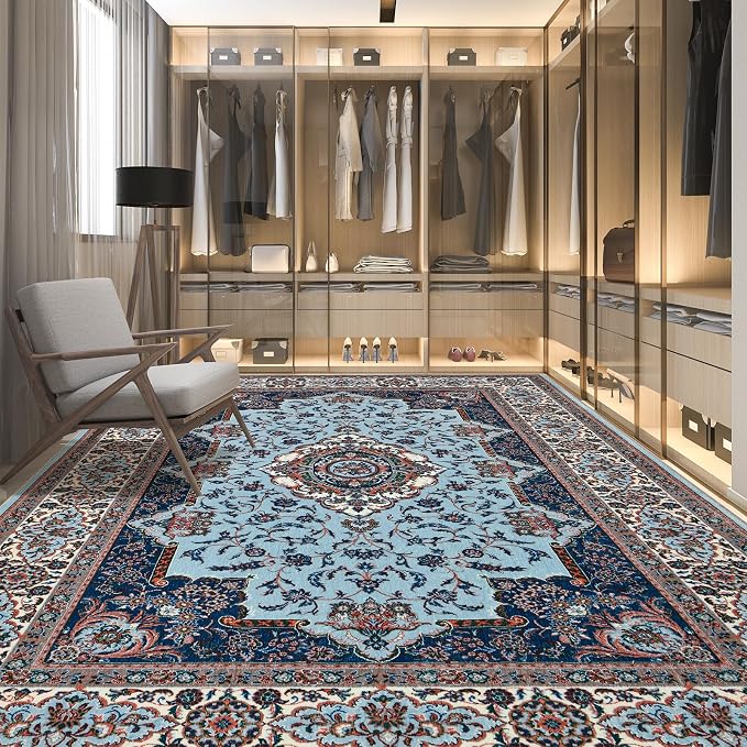 Area Rug for Living Room, 5x7Ft Machine Washable Blue Rugs for Bedroom - Image 3