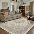 PureCozy 6x9 Washable Area Rug Beige Grey Vintage Distressed Large Rug by PureCozy