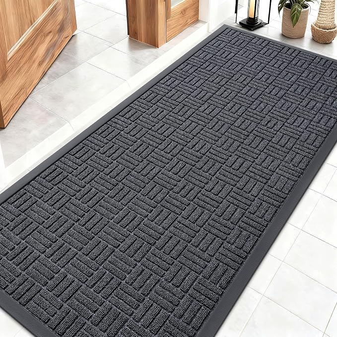 OLANLY Front Door Mat Outside Entrance 59x23, Heavy Duty Sturdy Natural Rubber by OLANLY