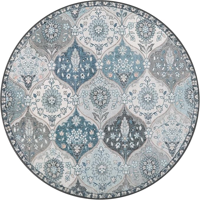 Lahome Moroccan Trellis Washable Round Rugs, Non-Slip Soft Round Rug 4ft - Image 2