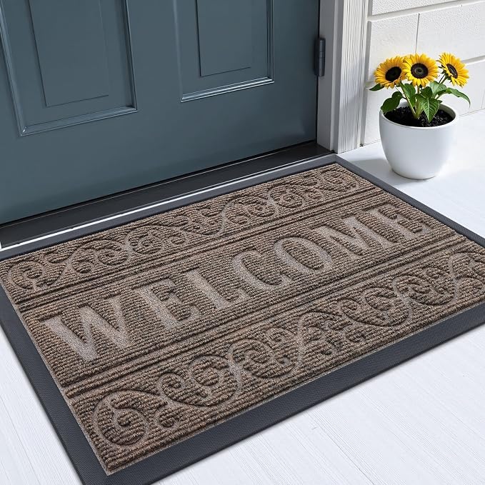 OLANLY Welcome Door Mat Indoor Outdoor Entrance, Heavy Duty Sturdy Front Door by OLANLY