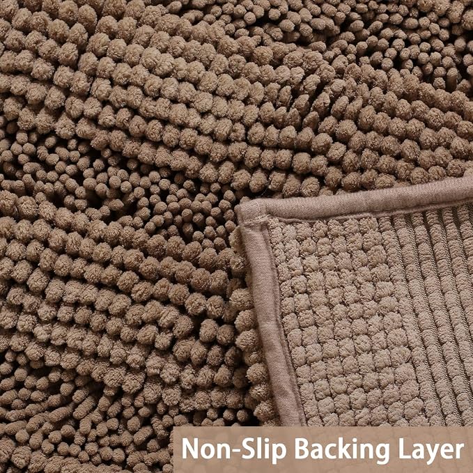Turquoize Chenille Extra Long Shaggy Absorbent Non-Slip Bath Mat/Runner: 47" X - Image 3