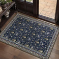 Tangsoo 2x3 Small Washable Entry Rug, Vintage Boho Blue Floral Rug by Tangsoo