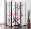 Roundhill Furniture Black Japanese 4-Panel Screen Room Divider, Plum Blossom by RoundhillFurniture