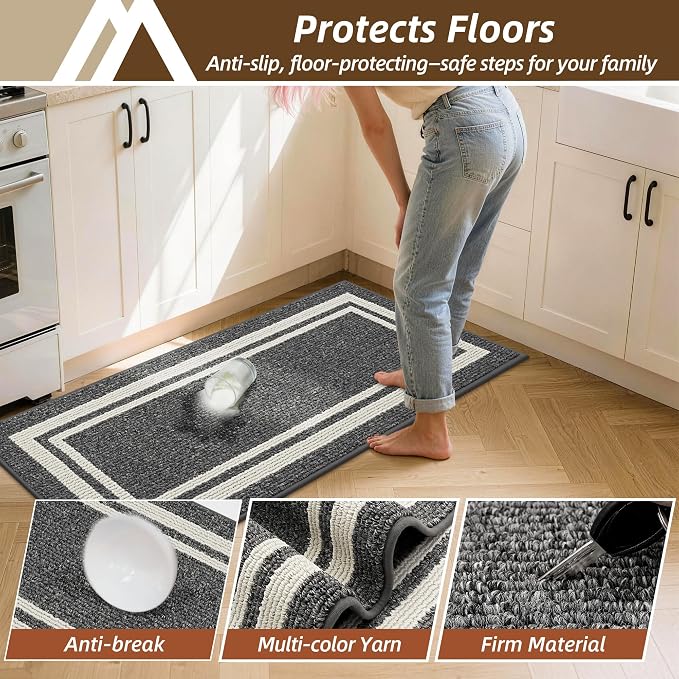 COSY HOMEER Kitchen Rugs Non-Slip 20x30/20x48 Inch Thick Polypropylene Standing - Image 5