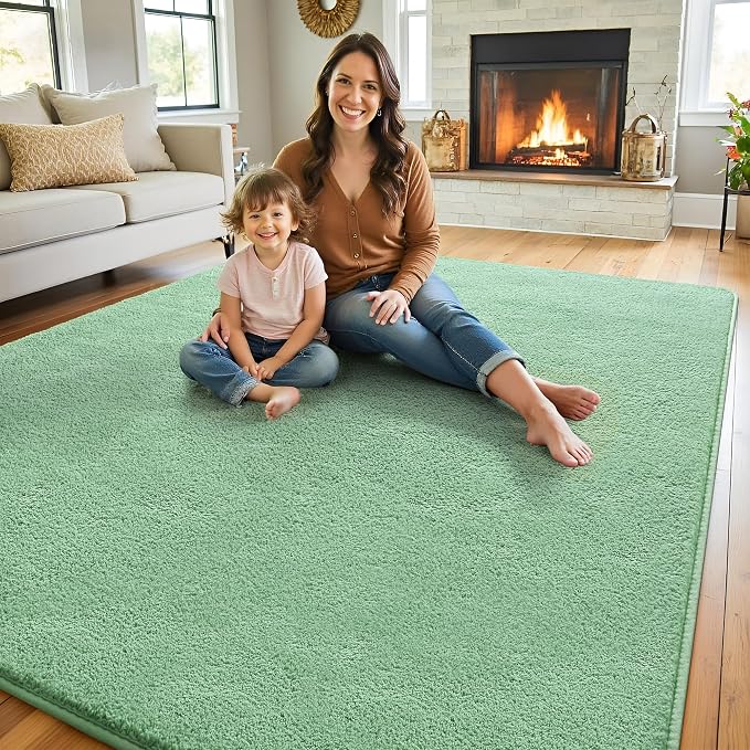 Keeko 5x7 Sage Green Area Rugs for Bedroom, Soft Modern Living Room Rug Indoor - Image 8