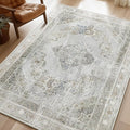 Phantoscope Washable Area Rug 9'x12' Non-Slip, Vintage Neutral Rugs by Phantoscope