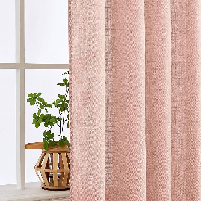 MIULEE Blush Pink Linen Curtains 108 Inches Long 2 Panels - Image 5
