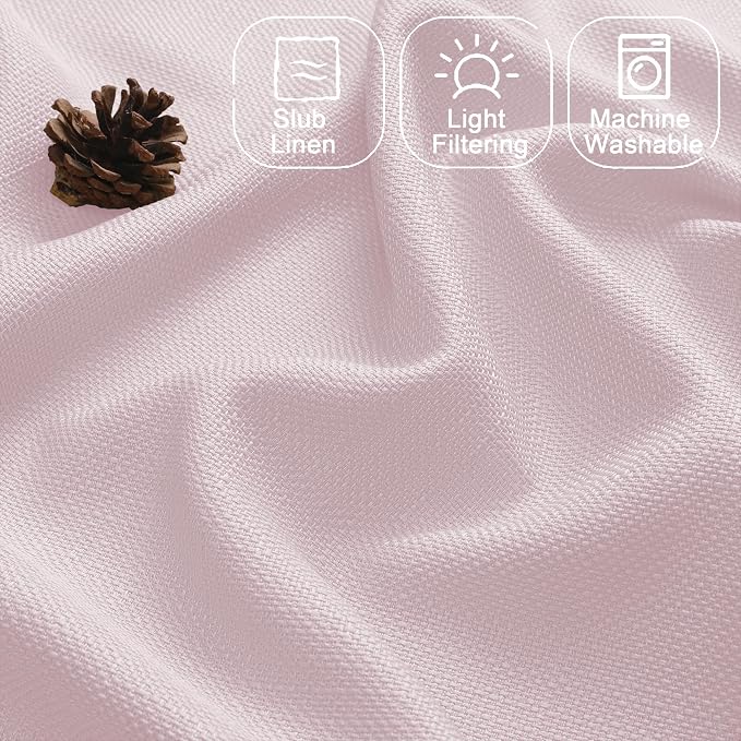 Chyhomenyc Blush Pink Curtains 78 Inch Length 2 Panels Set, Faux Linen Textured - Image 2