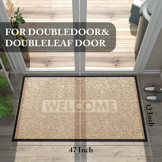 Yimobra Large Welcome Mat 47x32, Waterproof Non-Slip Outdoor Mats - Image 2