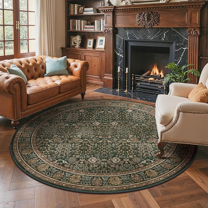 Bavni Round Rug 8ft-Machine Washable Area Rugs Non-Slip - Image 4