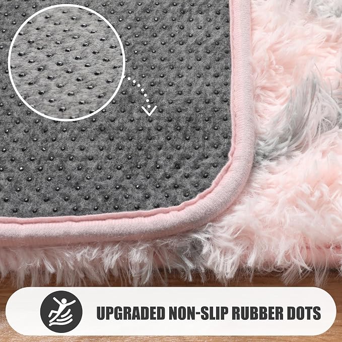 ONASAR Area Rugs for Bedroom Living Room, 4x6 Fluffy Pink and Grey Throw Rug - Image 9