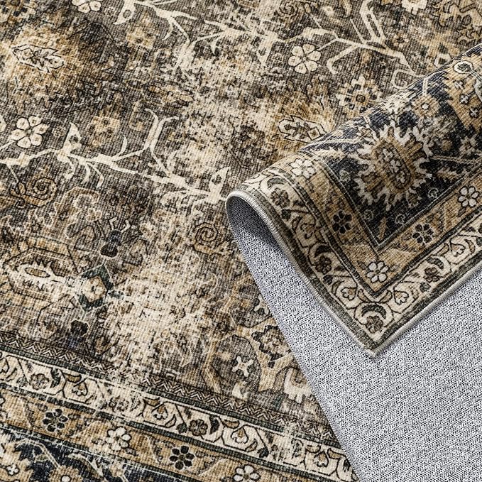 PureCozy Brown Runner Rug 2x10 Vintage Area Carpet Hallway Long Indoor Kitchen - Image 9