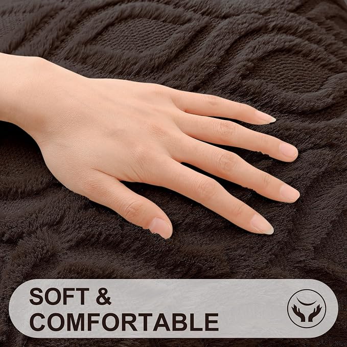 decorUhome Throw Pillow Covers 20x20 Inch Set of 2, Soft Plush Faux Wool Dark - Image 2