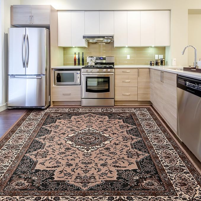 Area Rug for Living Room, 5x7Ft Machine Washable Vintage Brown Rugs for Bedroom - Image 6