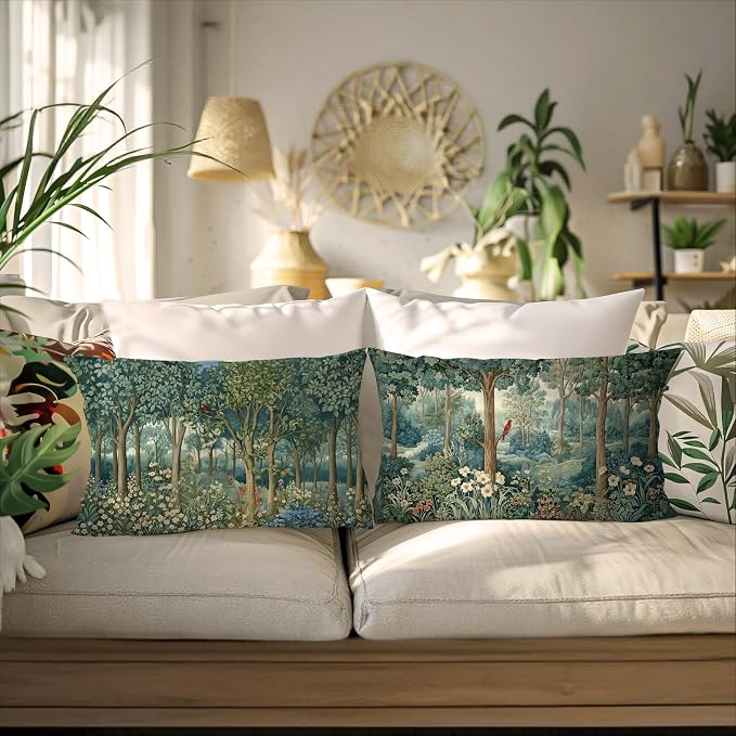 Rustic Spring Forest Pillow Covers 20x12 Double-Sided, Cottagecore Forest - Image 4