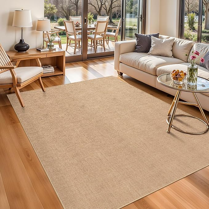 4x6 Jute Area Rug Washable: Non-Slip Indoor Floor Mat by BYYVOORugsforYourHome