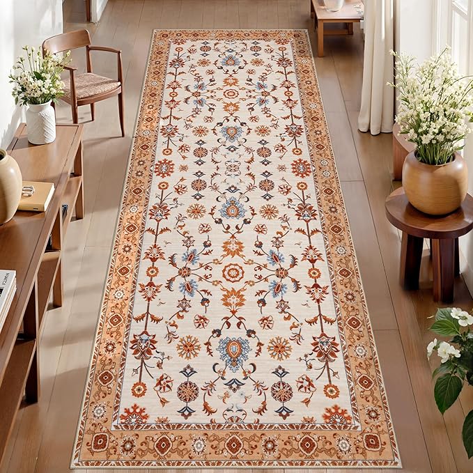 Tangsoo Washable Runner Rug for Hallway Non Slip, 2.6x8 Boho Floral Vintage by Tangsoo