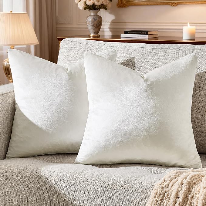 GIGIZAZA Beige Pillow Covers 24x24: Pack of 2 Throw Pillows Soft Solid Covers by GIGIZAZAFocusingonhomedecoration