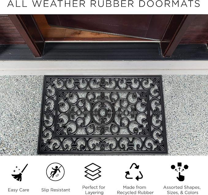 DII Rubber Doormats Collection All Weather, Leaf Border - Image 7