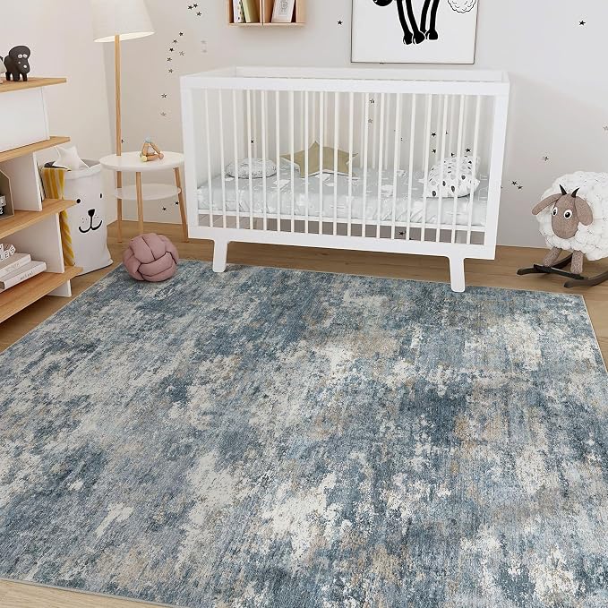 Nakagishi 8x10 Area Rugs Living Room: Washable Abstract Large Neutral Soft Rug - Image 6
