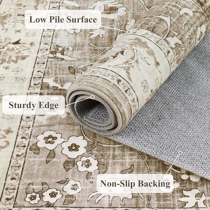 LOKHOM Living Room Area Rug 5x7, Non-Slip Vintage Soft Bedroom Rug - Image 3