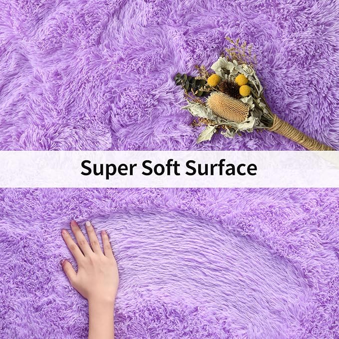 Merelax Fluffy Rug Shaggy Area Rug, Mini Fuzzy Plush Kids Bedside Rug, Soft - Image 5