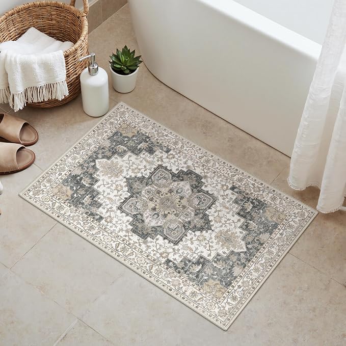 GENIMO Area Rug 2x3 Doormat, Machine Washable Low Pile Rugs, Small Retro - Image 3