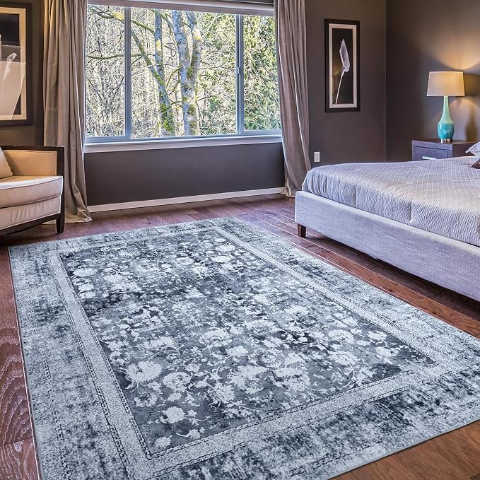 Area Rug 9×12, Large Vintage Boho Rug, Ultra-Soft Low Pile, Non Slip, Stain - Image 6