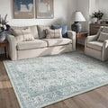 PureCozy Blue Area Rug 3x5 Washable Office Entryway Carpet Soft Vintage Indoor by PureCozy