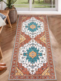 SERISSA Boho Washable Runner Rug, 2x5 Rug Non-Slip Vintage Orange Hallway by SERISSAHomeDecorCollection