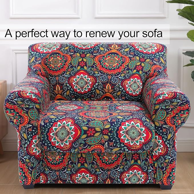 hyha Couch Covers, Chair/Sofa Covers, Floral Pattern, 2 Pieces, Armchair - Image 8