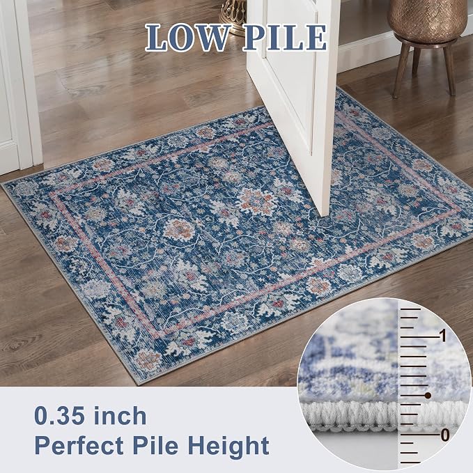 Tangsoo 2x3 Small Throw Rugs for Entryway Washable Entry Rug Non Slip, Vintage - Image 4