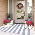 IOHOUZE Grey White Striped Rug -3X5 Front Door Mats Outdoor, Washable Rug by iOhouze