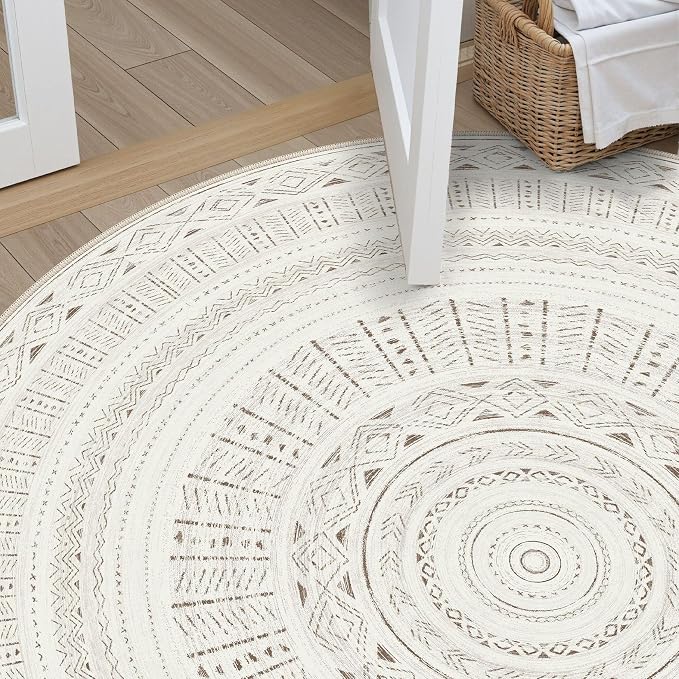 cotiled 5x5 Round Area Rug Living Room: Washable Boho Rugs - Image 6