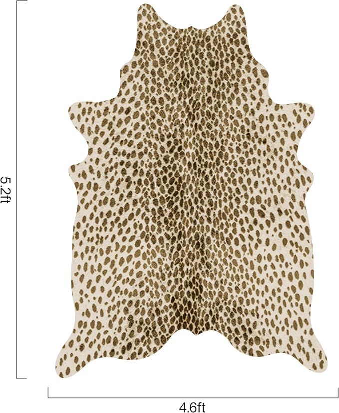 Leopard Print Rug, Animal Print 6.2x7 Feet Cowhide Rug - Image 2