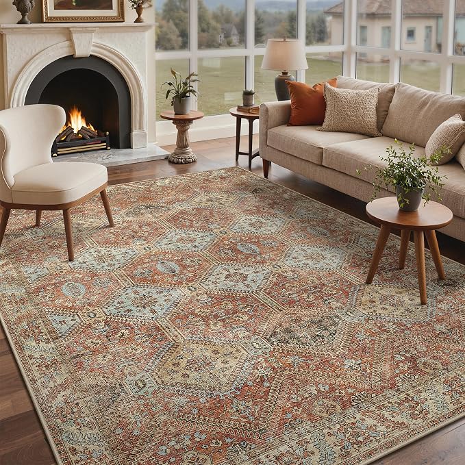 GENIMO 8x10 Area Rugs for Living Room, Machine Washable Non Slip Rugs, Low Pile - Image 2