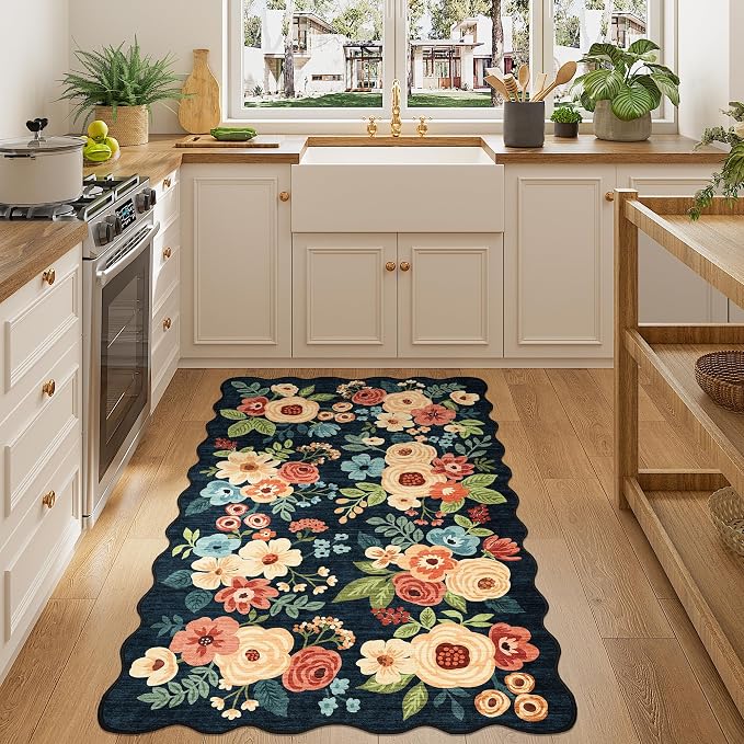 DUKINO 3x5 Area Rug, Floral Non-Slip Indoor Washable Rug - Image 3
