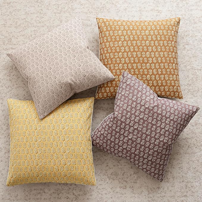 Foindtower Set of 2 Decorative Vintage Floral Print Throw Pillow Covers Neutral - Image 5
