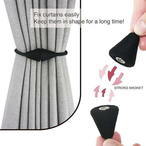 2 Pack Magnetic Curtain Tiebacks Rope Modern Handmade Curtain Tie Backs - Image 2