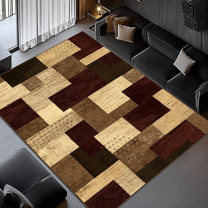 Modern Geometric Patchwork Indoor Area Rug - Image 2