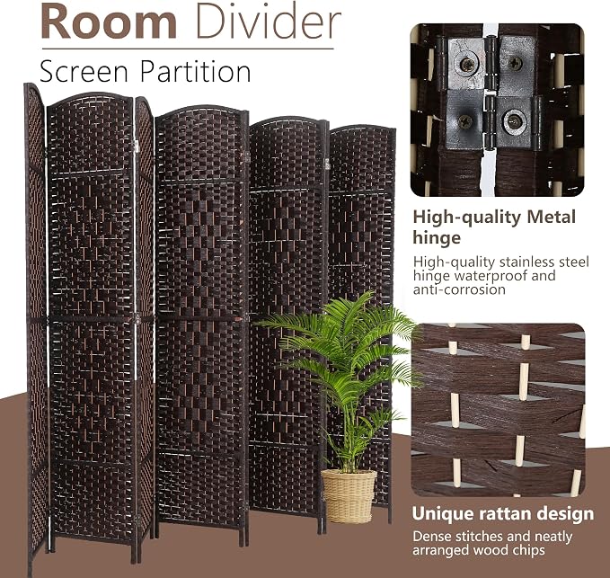 Room Divider 8 Panel Folding Privacy Divider 6 Ft Indoor Wall Divider Portable - Image 3