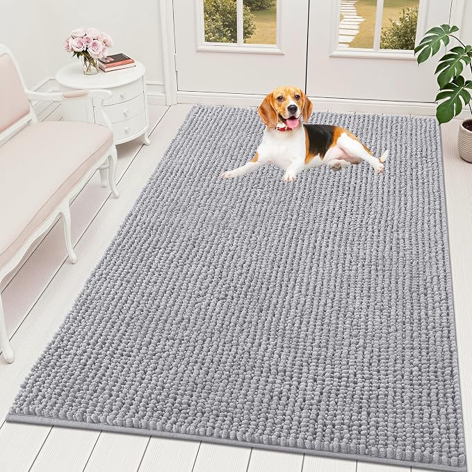 OLANLY Dog Door Mat for Muddy Paws 70x46, Ultra Absorbent Chenille Mud Doormat by OLANLY