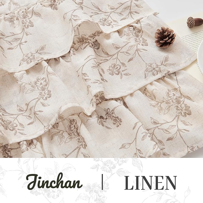 jinchan Ruffled Floral Valance Curtain Shabbychic Linen Window Valance 18 Inch - Image 6