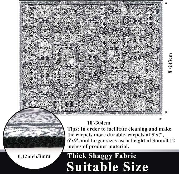 Vaukki Living Room Rug, Vintage Shaggy Soft Laundry Rug, Non Slip Kitchen Area - Image 2